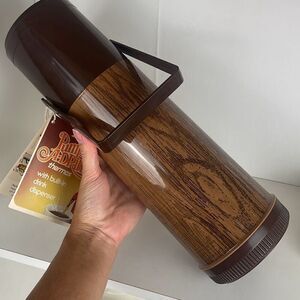 Aladdin’s Pump-a-Drink Thermos 70s Wood Grain